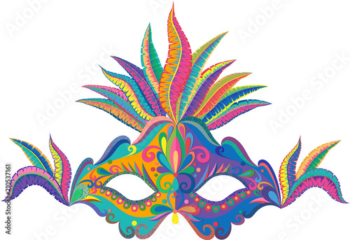 Colour carnival mask isolated on white background.