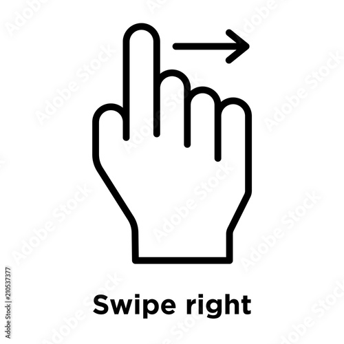 Swipe right icon vector sign and symbol isolated on white background, Swipe right logo concept