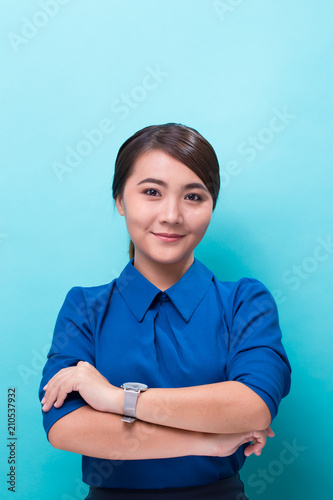 Happy woman on isolated background