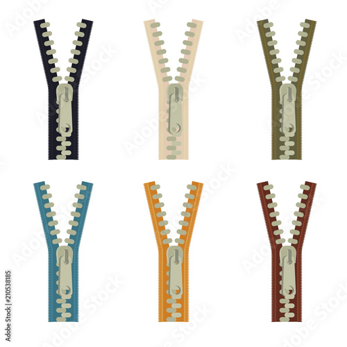 Collection sets of Sewing equipment, dressmaking and needlework accessories . Icons set with needle, tape measure, zippe, scissors, buttons, needles, threads, awl, hooks. Fashion industry clothing.