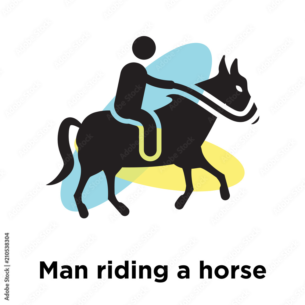 Man riding a horse icon vector sign and symbol isolated on white