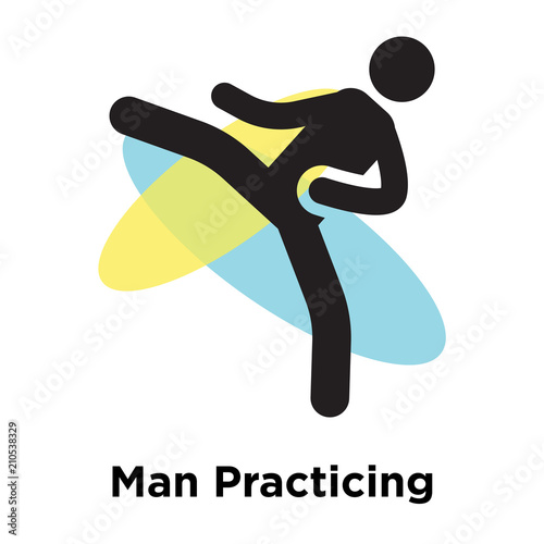 Man Practicing martial arts icon vector sign and symbol isolated on white background, Man Practicing martial arts logo concept