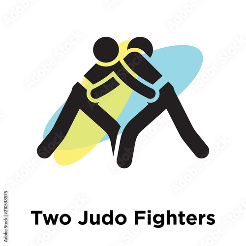 Two Judo Fighters icon vector sign and symbol isolated on white background, Two Judo Fighters logo concept