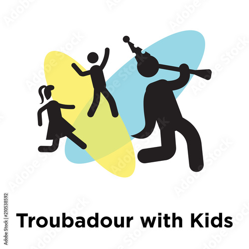 Troubadour with Kids icon vector sign and symbol isolated on white background, Troubadour with Kids logo concept