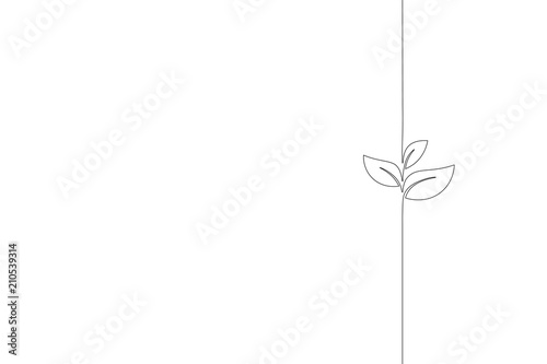 Fotografie, Tablou Single continuous line art growing sprout