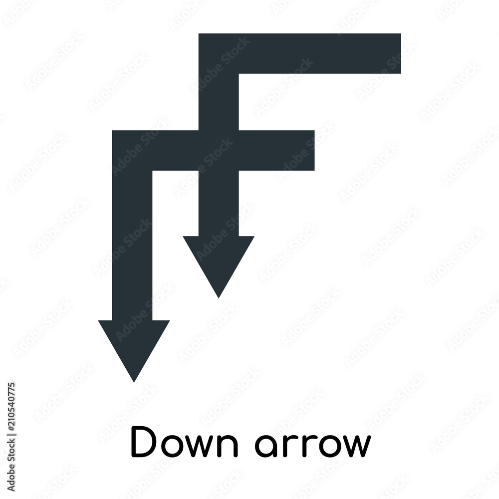 Obraz premium Down arrow icon vector sign and symbol isolated on white background, Down arrow logo concept