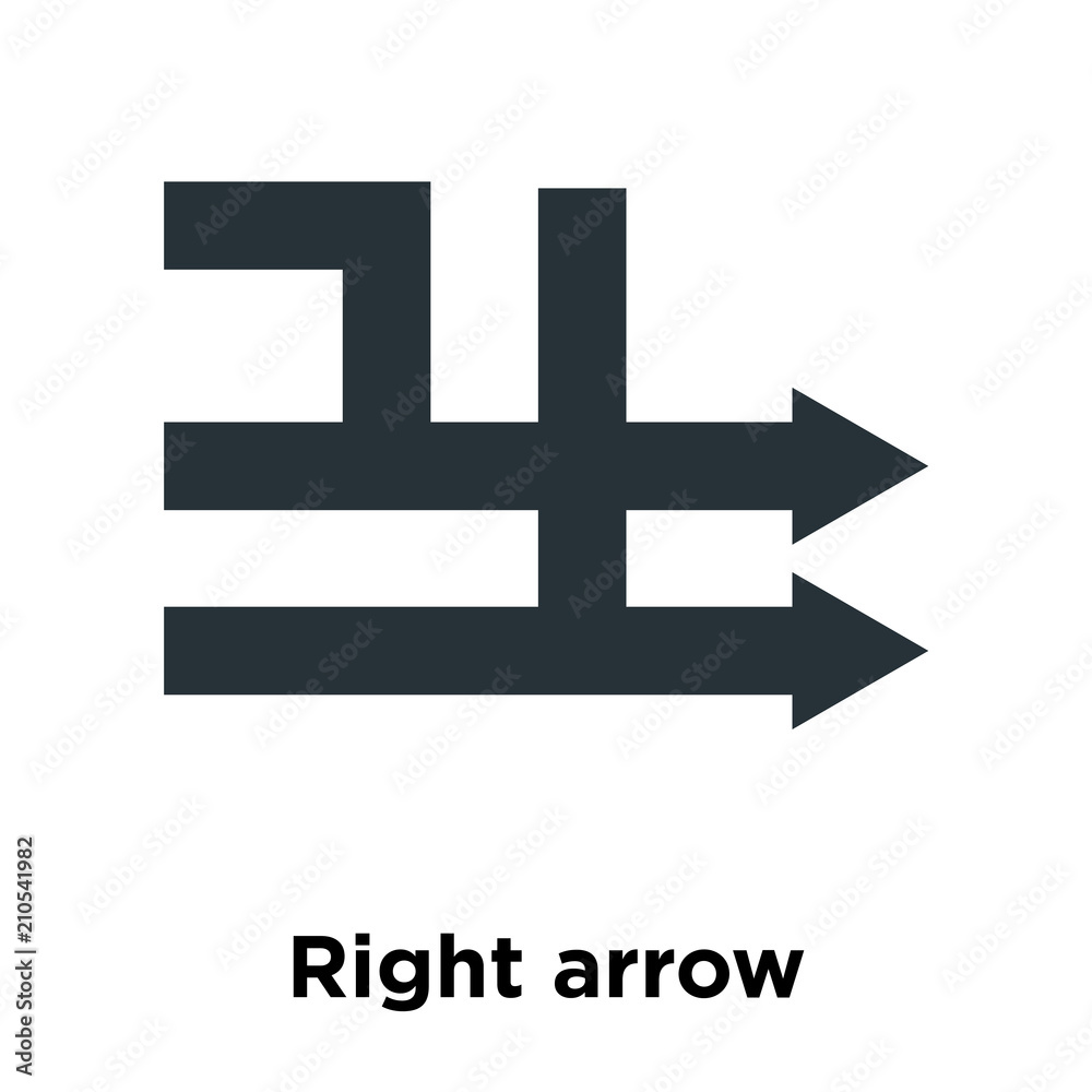 Obraz premium Right arrow icon vector sign and symbol isolated on white background, Right arrow logo concept