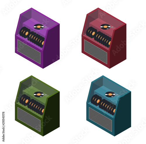 Isometric retro jukebox, music machine