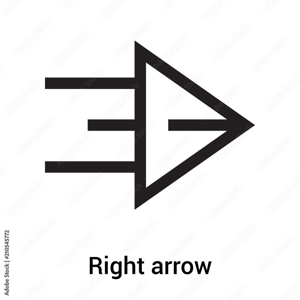 Right arrow icon vector sign and symbol isolated on white background, Right arrow logo concept Right arrow icon vector sign and symbol isolated on white background, Right arrow logo concept