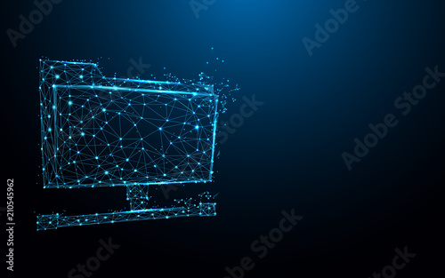 Shared folder form lines, triangles and particle style design. Illustration vector