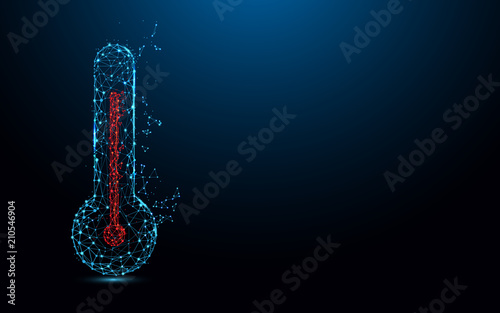 Temperature form lines, triangles and particle style design. Illustration vector