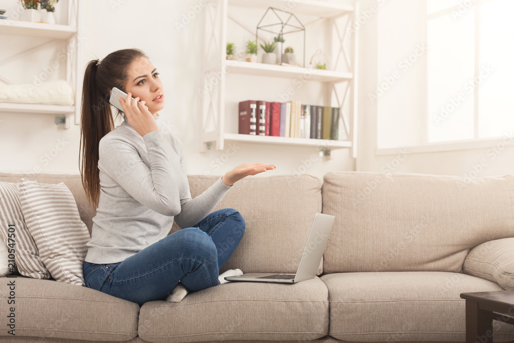 Beautiful freelancer working at home Beautiful freelancer working at home