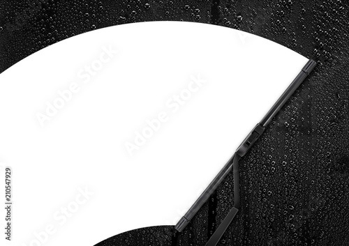 Car wiper with drop on glass