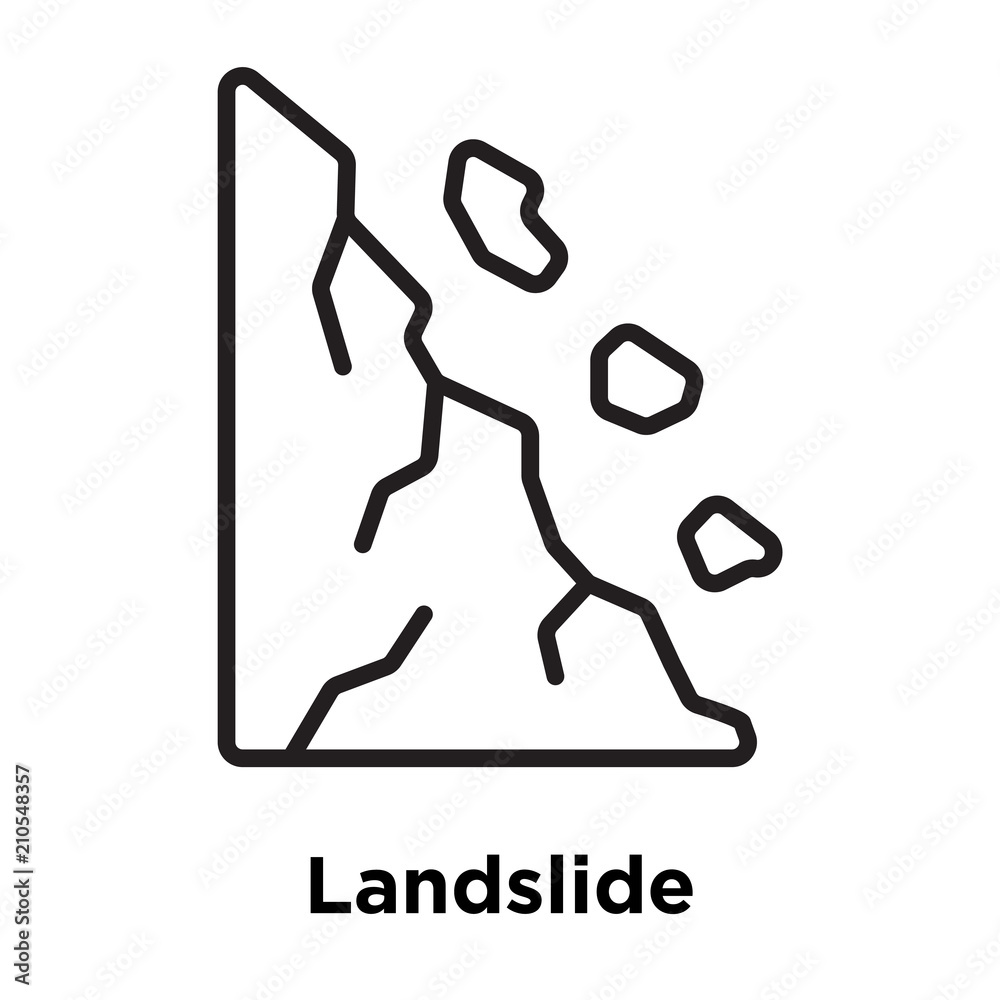 Landslide icon vector sign and symbol isolated on white background, Landslide logo concept Landslide icon vector sign and symbol isolated on white background, Landslide logo concept