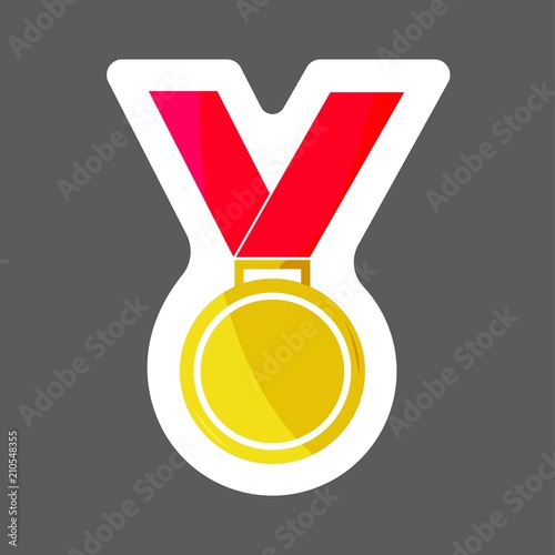 Vector icon colored sticker medal. Medal of Honor, congratulations. Layers grouped for easy editing illustration.  For your design.