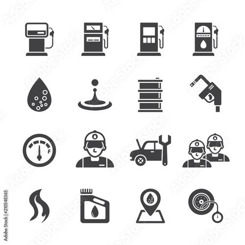 Gas station icon set