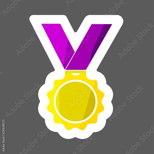 Vector icon colored sticker medal. Medal of Honor, congratulations. Layers grouped for easy editing illustration.  For your design.