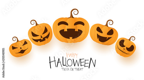 Happy Halloween greeting card with pumpkin web Banner design.