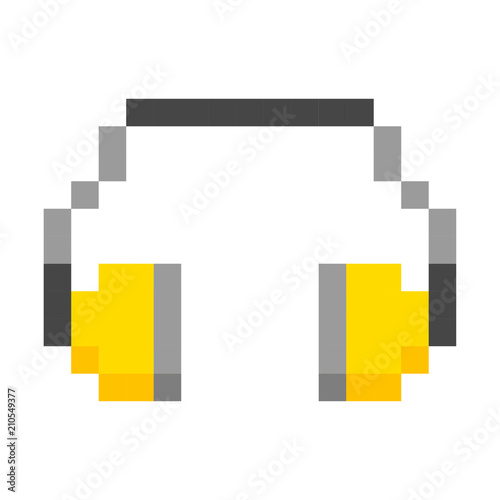 Hearing protection headphones pixel art cartoon retro game style