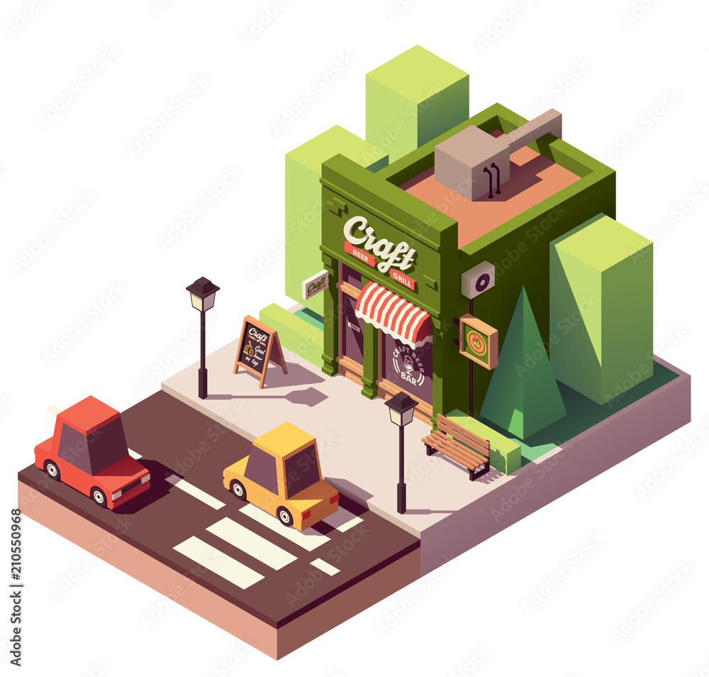 Vector isometric craft beer bar Vector isometric craft beer bar