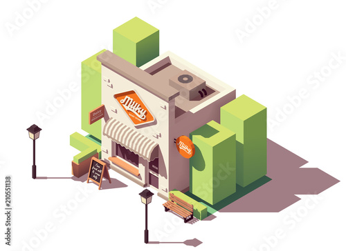 Vector isometric milk shop