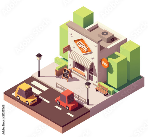 Vector isometric milk shop