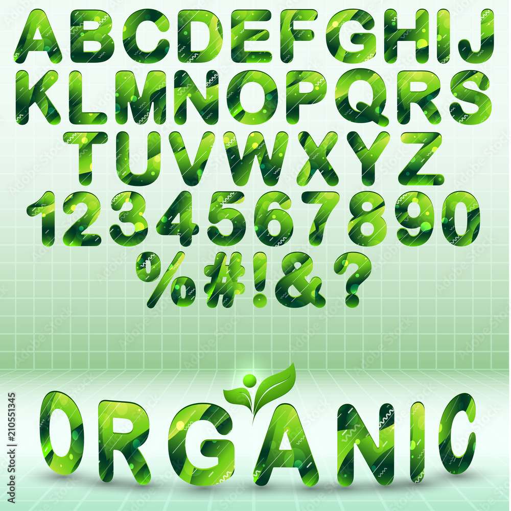 Green modern font with organic elements Green modern font with organic elements