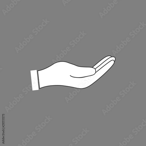 Open hand icon. Vector illustration. Flat design.