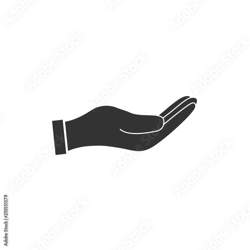 Open hand icon. Vector illustration. Flat design.