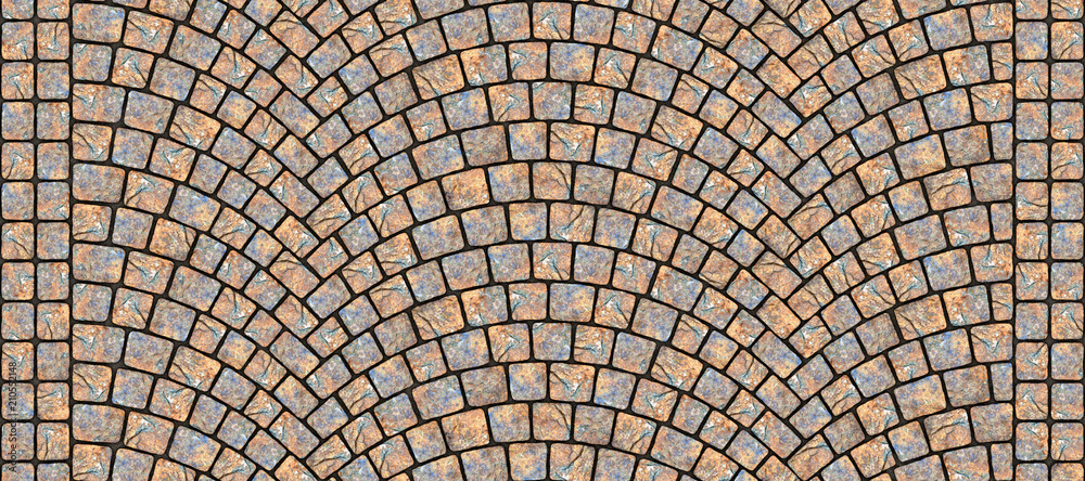 Road curved cobblestone texture 007