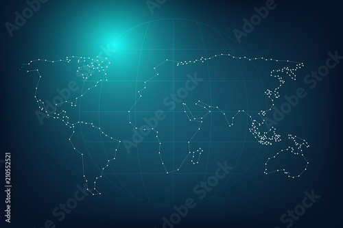 Global network connection with business concept and world map, vector illustrator