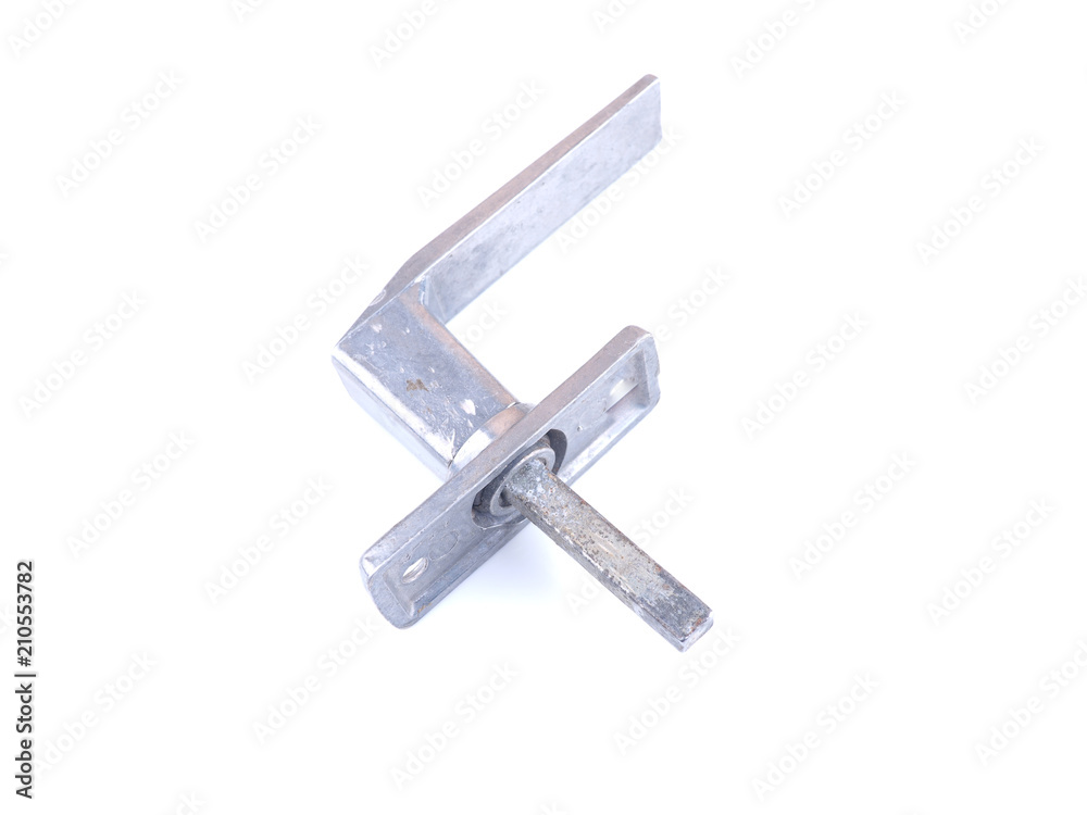 metal window handle on white background
