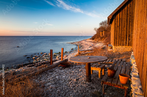 Fishing cabins by the sea photo