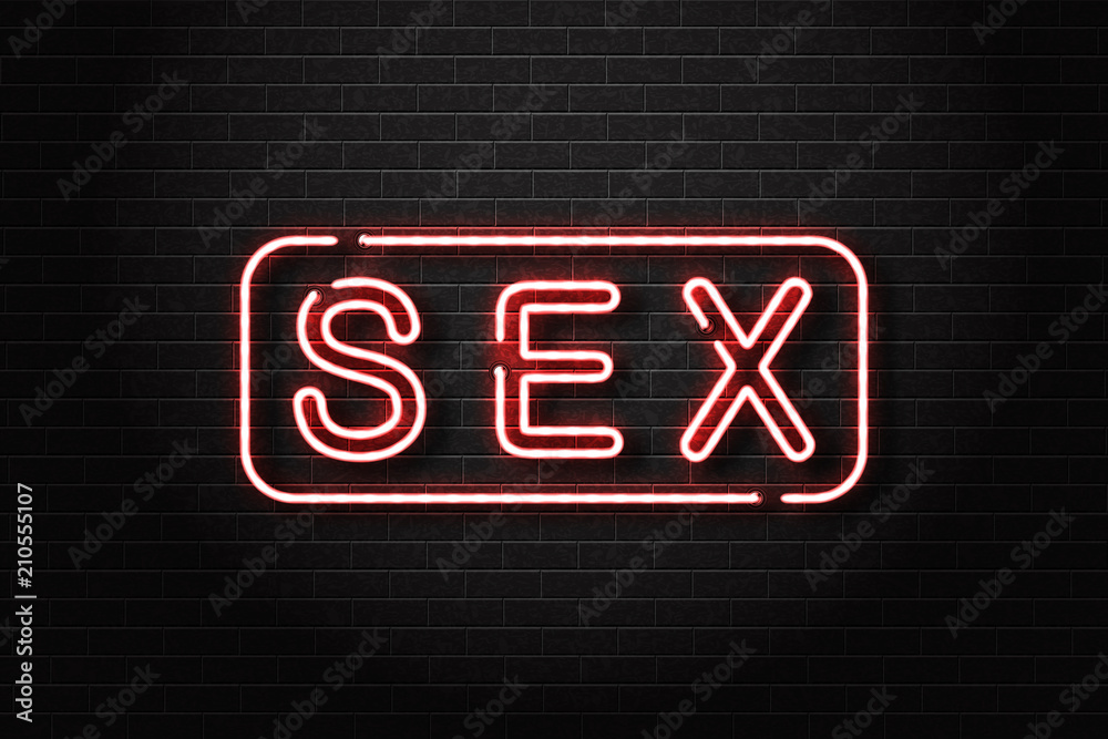 Vector Realistic Isolated Neon Sign Of Sex Logo For Decoration And Covering On The Wall