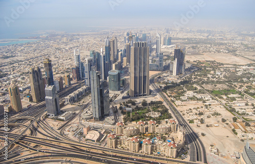 Dubai skyline with beautiful city close to it's busiest highway