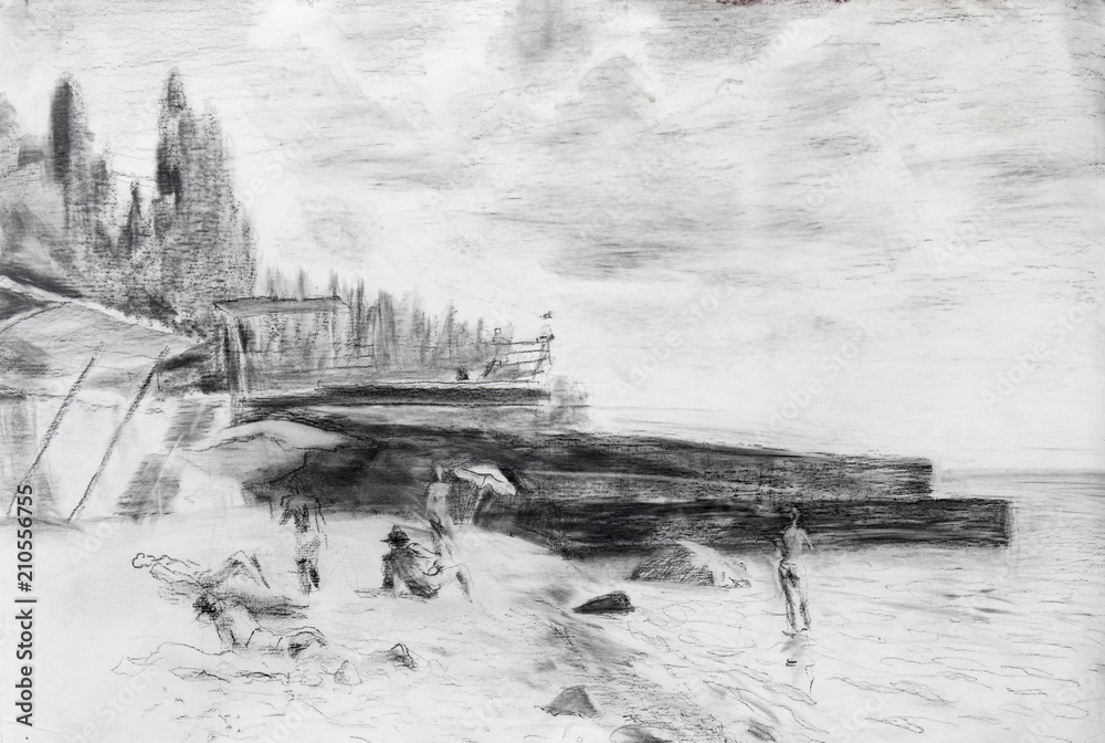 Fototapeta premium Pencil drawing, sketch 