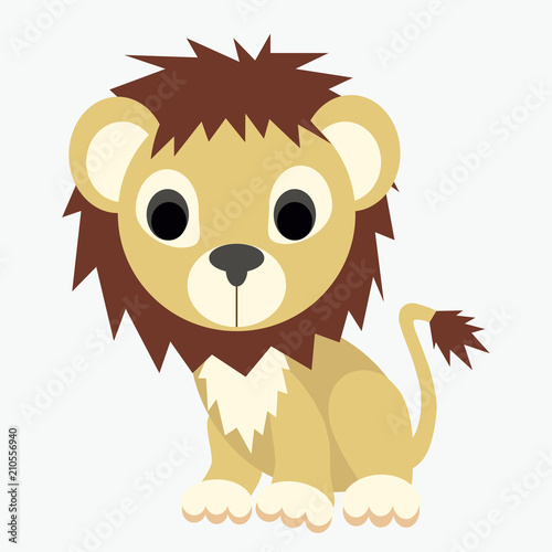 Cute baby lion in cartoon style, vector art and illustration.