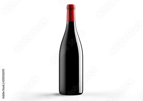 Borgognotta , bottle  a red wine on white background.