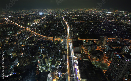 one of beautiful night city view in japan, big city osaka from the view of Abeno harukas photo