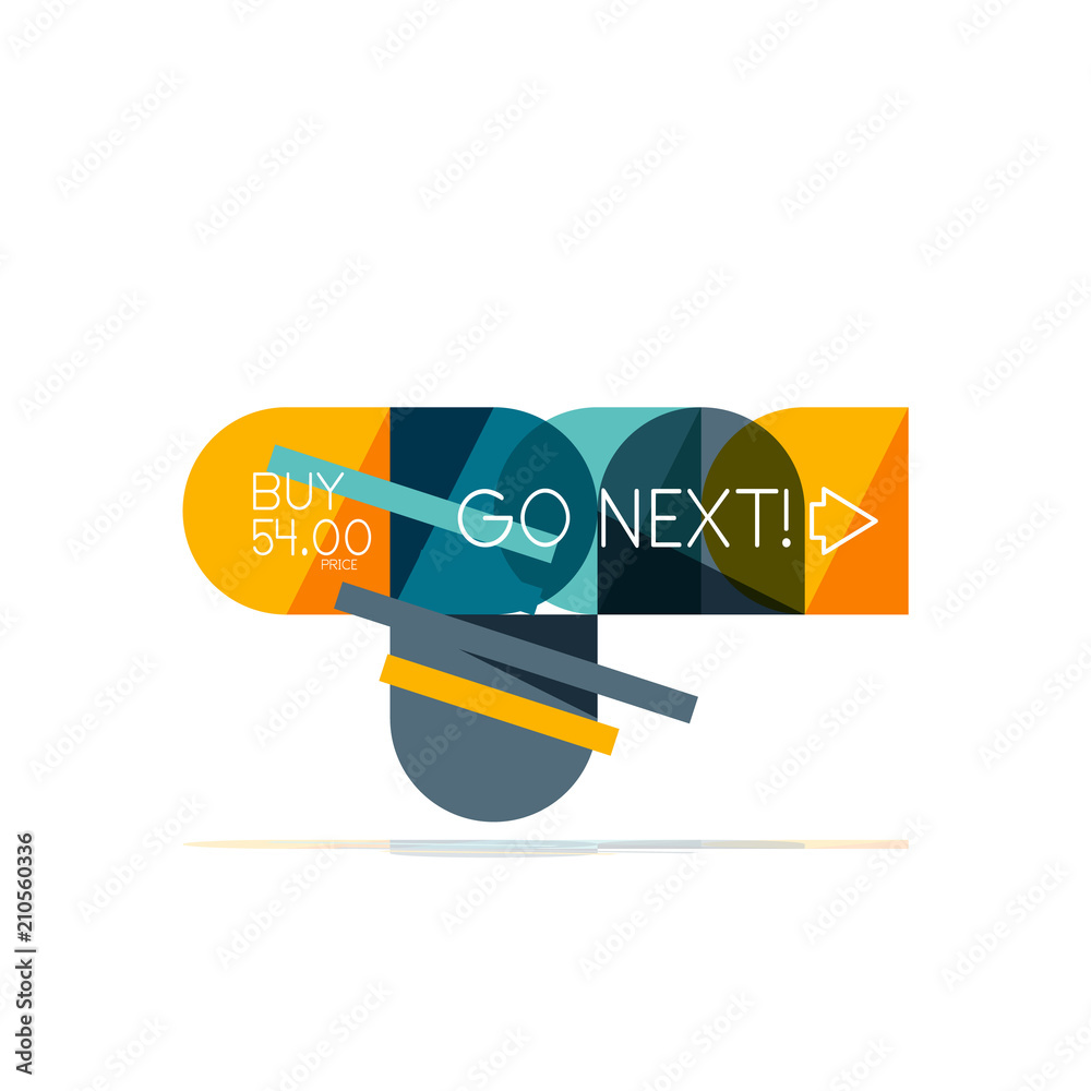 Minimal flat clean abstract option step infographic design element, geometric shapes - round squares, circles and lines layout with sample text Minimal flat clean abstract option step infographic design element, geometric shapes - round squares, circles and lines layout with sample text