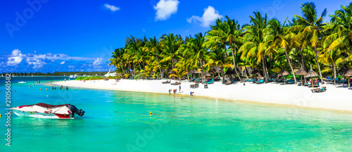 Tropical vacations. Splendid white sandy beaches of Mauritius island