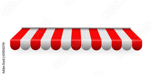 Creative vector illustration of colored striped awnings set for shop, restaurants and market store in different forms isolated on transparent background. Art design. Abstract concept graphic element