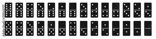 Creative vector illustration of realistic domino full set isolated on transparent background. Dominoes bones art design. Abstract concept 28 pieces for game graphic element