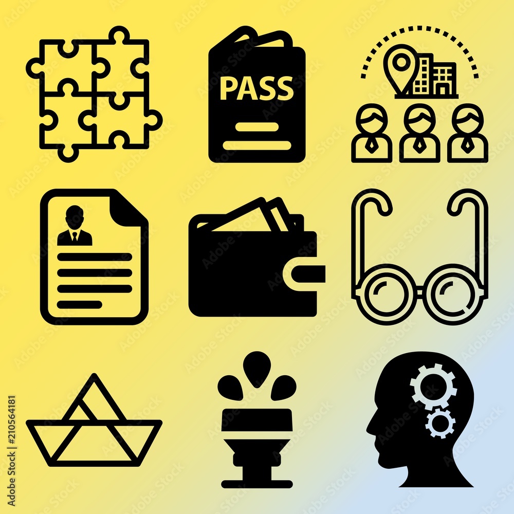 Vector icon set about business with 9 icons related to craft, people , pen, nationality and silhouette Vector icon set about business with 9 icons related to craft, people , pen, nationality and silhouette
