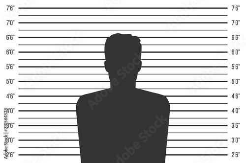 Creative vector illustration of police lineup, mugshot template with a table isolated on transparent background. Art design silhouette of anonymous. Abstract concept graphic element