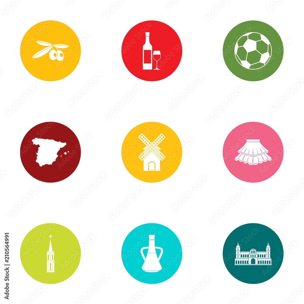 Backwater icons set. Flat set of 9 backwater vector icons for web isolated on white background