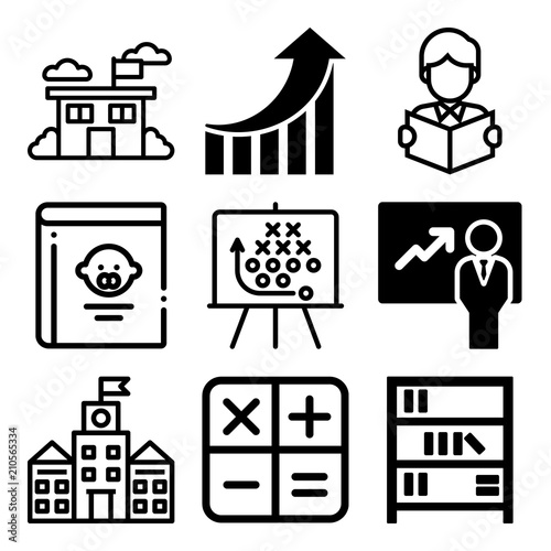 Vector icon set  about education with 9 icons related to academic, cheerful, icon, brown and people