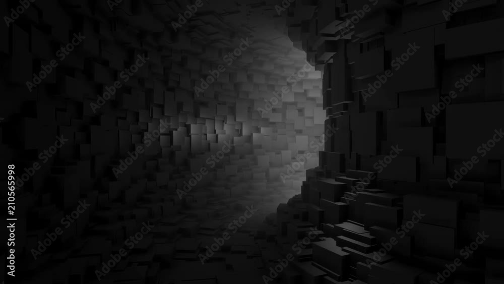 fly through an endless black tunnel
