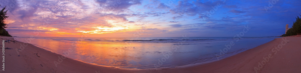 Panorama view of the sea in sunrise time