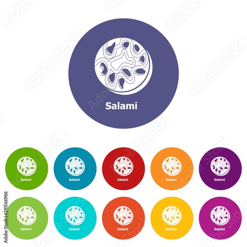 Salami icons color set vector for any web design on white background